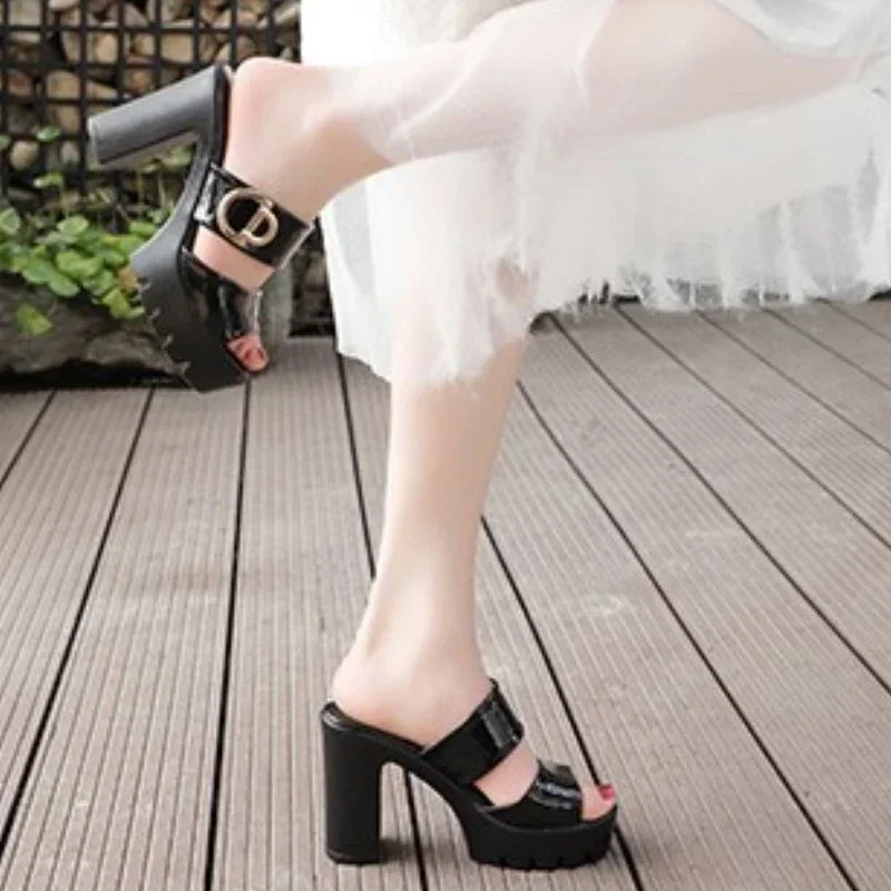 Sandales à Talons Hauts à Enfiler pour Femme, Pantoufles à Plateforme, Tendance, Minimalistes, Sexy, Confortables, à la Mode, Nouvelle Collection 2024