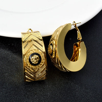 ZEADear – boucles d'oreilles ajourées couleur or 18 carats, en émail noir, gouttes d'huile, boucles d'oreilles, cadeaux de mariage du Nigeria et de l'afrique