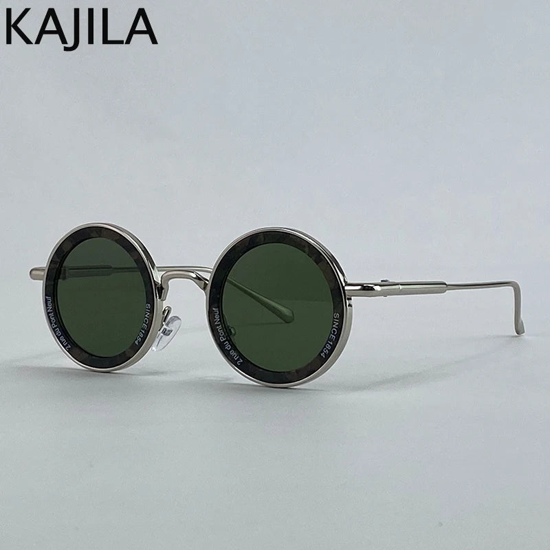 Lunettes de soleil rondes Steampunk à petite monture pour hommes, marque de luxe rétro Punk, lunettes de conduite classiques, UV400, 2025