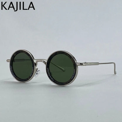 Lunettes de soleil rondes Steampunk à petite monture pour hommes, marque de luxe rétro Punk, lunettes de conduite classiques, UV400, 2025