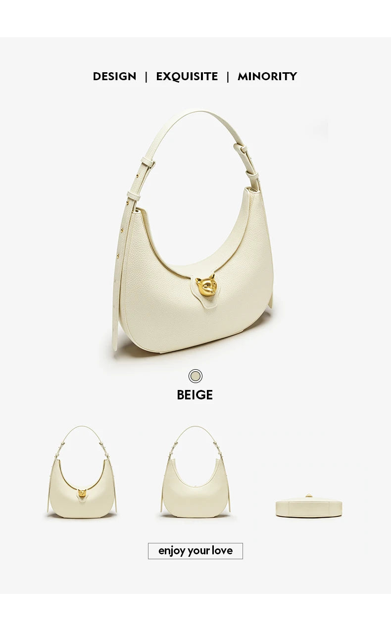 BAFELLI 2025 nouveau sac à main pour femmes série chat en cuir véritable marque de luxe mode rétro STYLE épaule HOBOS sacs à rabat femme