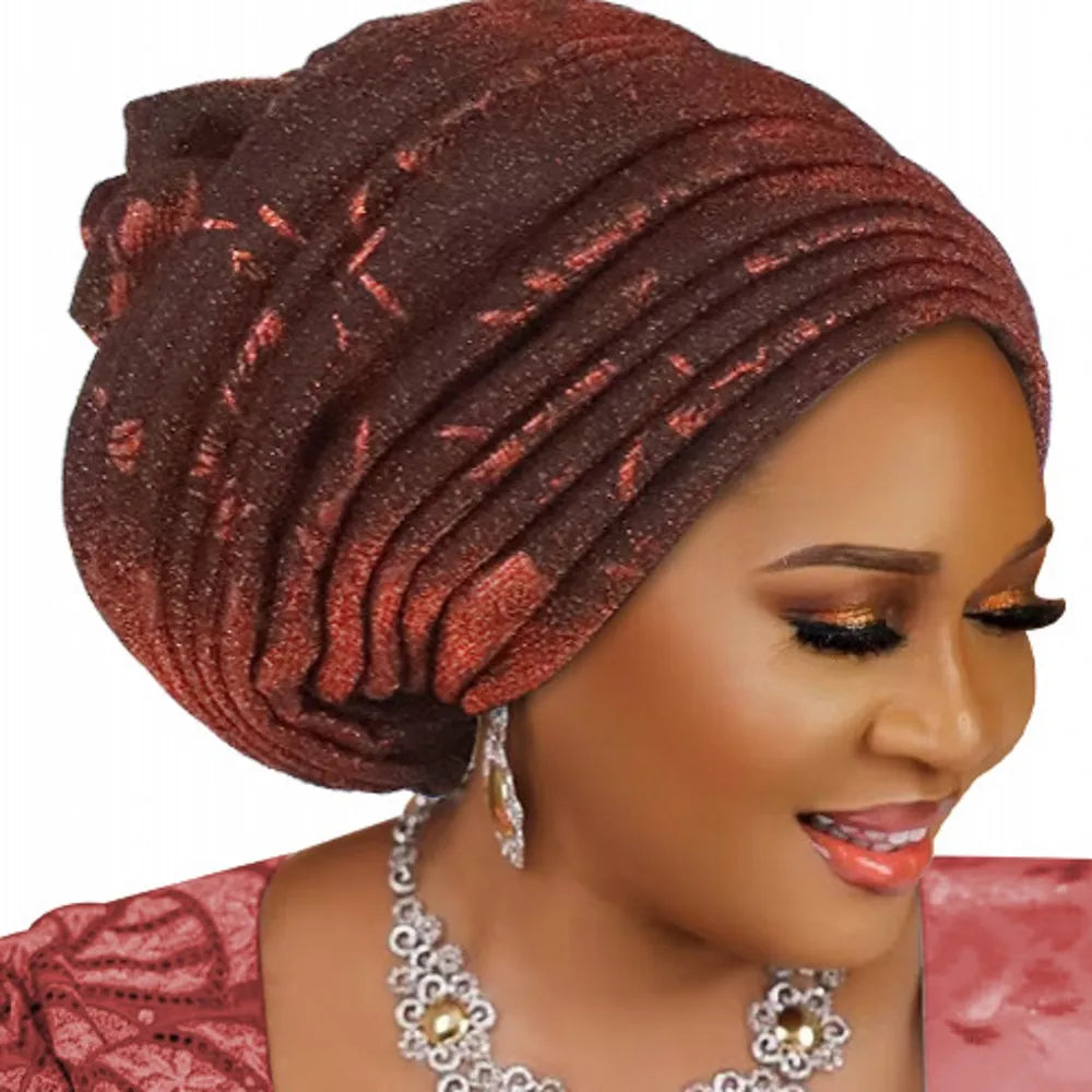 Turban Plissé pour Femme, Cravate de Sauna, ixde Mariage Africain, Nigeria, 2025