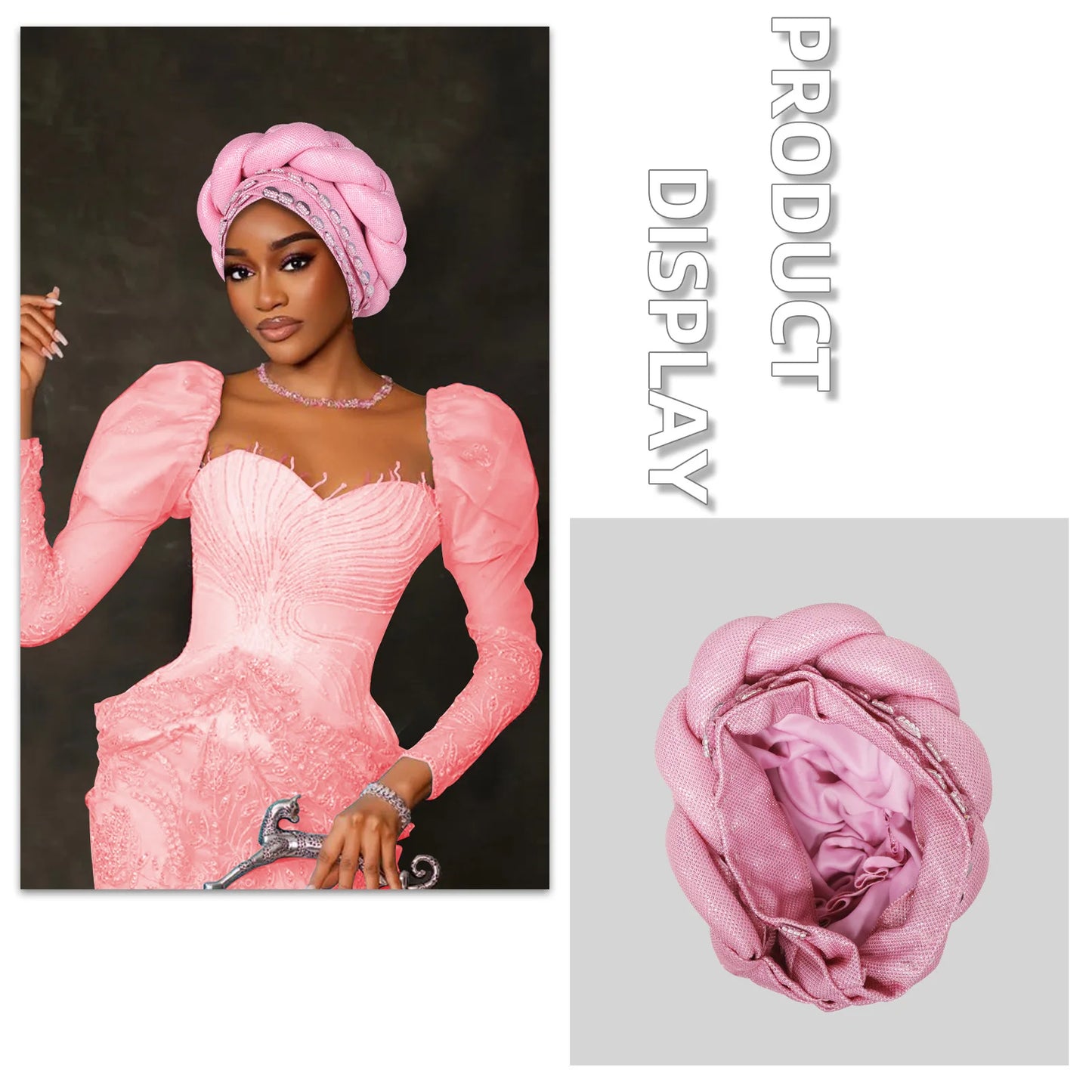 Couvre-chef africain Auto Gele déjà fabriqué, Turban brillant pour femmes, Hijab nigérian tressé, couvre-chef pour fête de mariage
