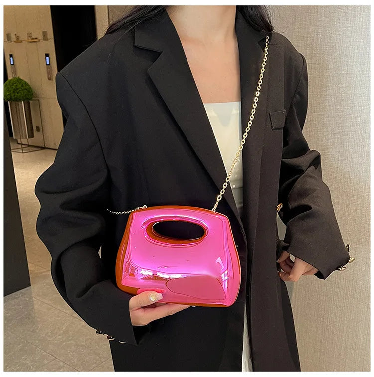 Sac à main hobo en acrylique doré pour femme, sac à main de plage transparent, sac à main de soirée, poignée supérieure ronde, fête de mariage, designer de luxe