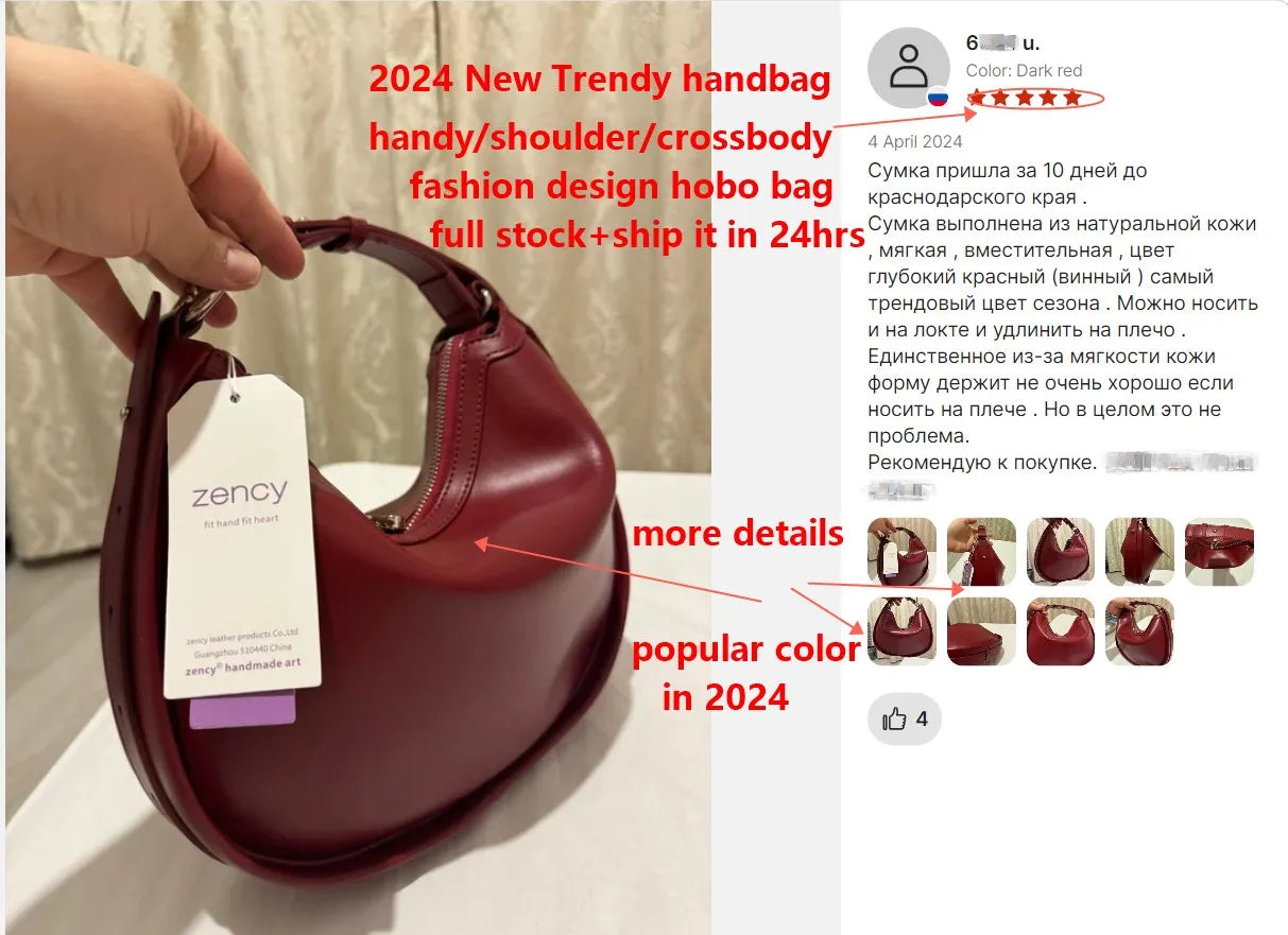 Zency Premium en cuir véritable femmes Sac à main de luxe Hobo Sac grande capacité mode épaule Bolsa pour femme amant fille cadeau Sac