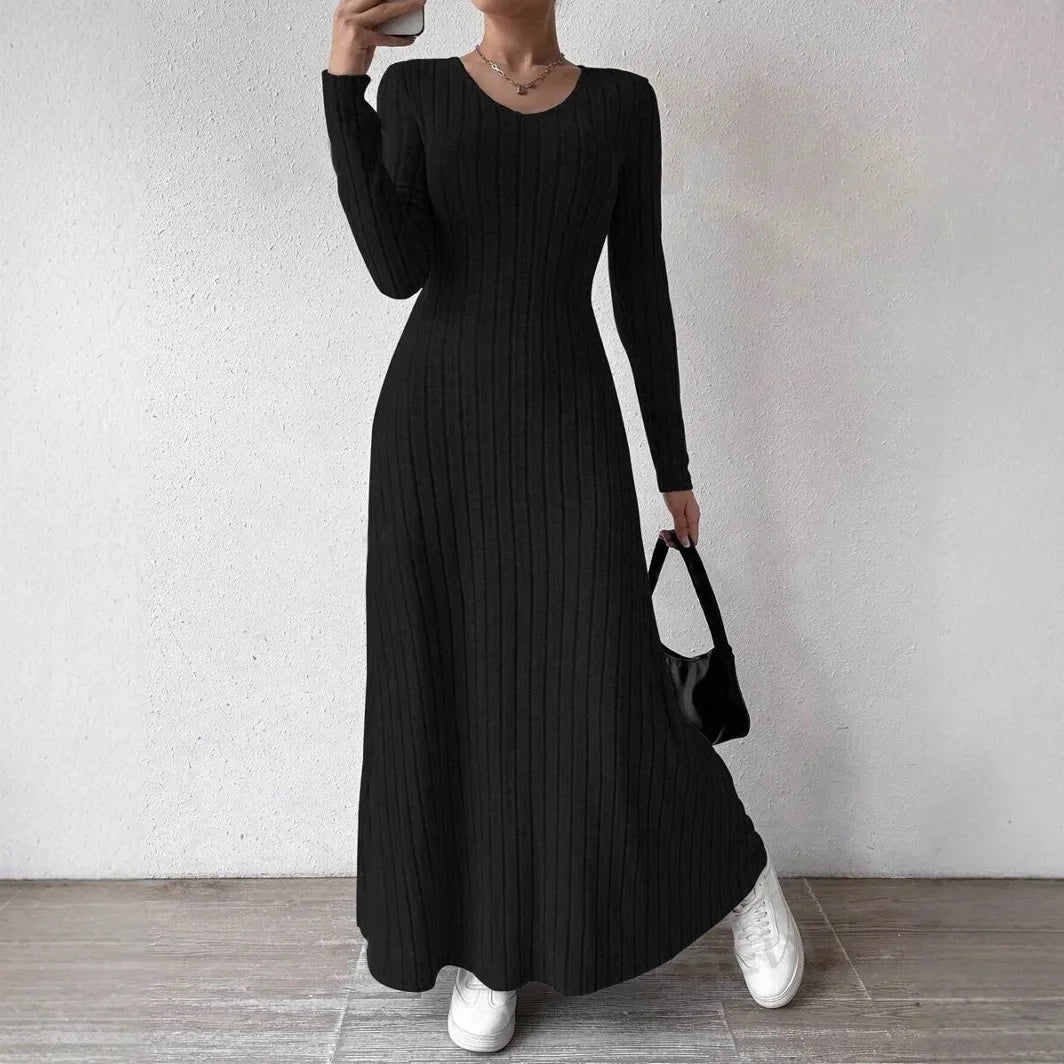 Robe Streetwear Trapèze à Manches sulfpour Femme, Lisse et Silhouette Solide, Longue, à la Mode