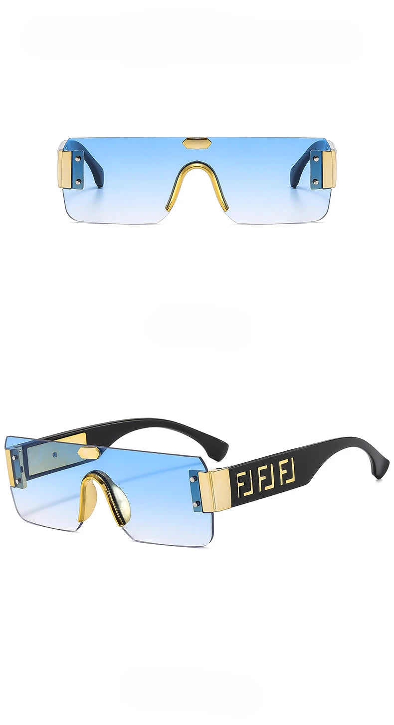 Lunettes de soleil sans monture, protection solaire pour hommes, sens avancé pour femmes, visage, petite photo, bord de coupe, miroir pare-soleil