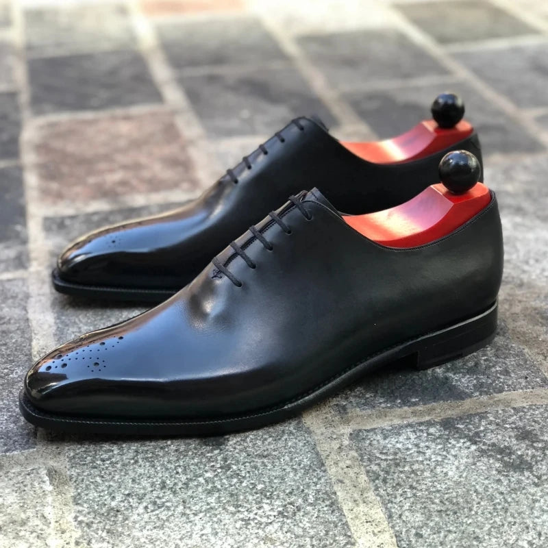 Nouveau Chaussures richelieu à semelle rouge hommes d'affaires noirs chaussures formelles à lacets bout rond printemps/automne