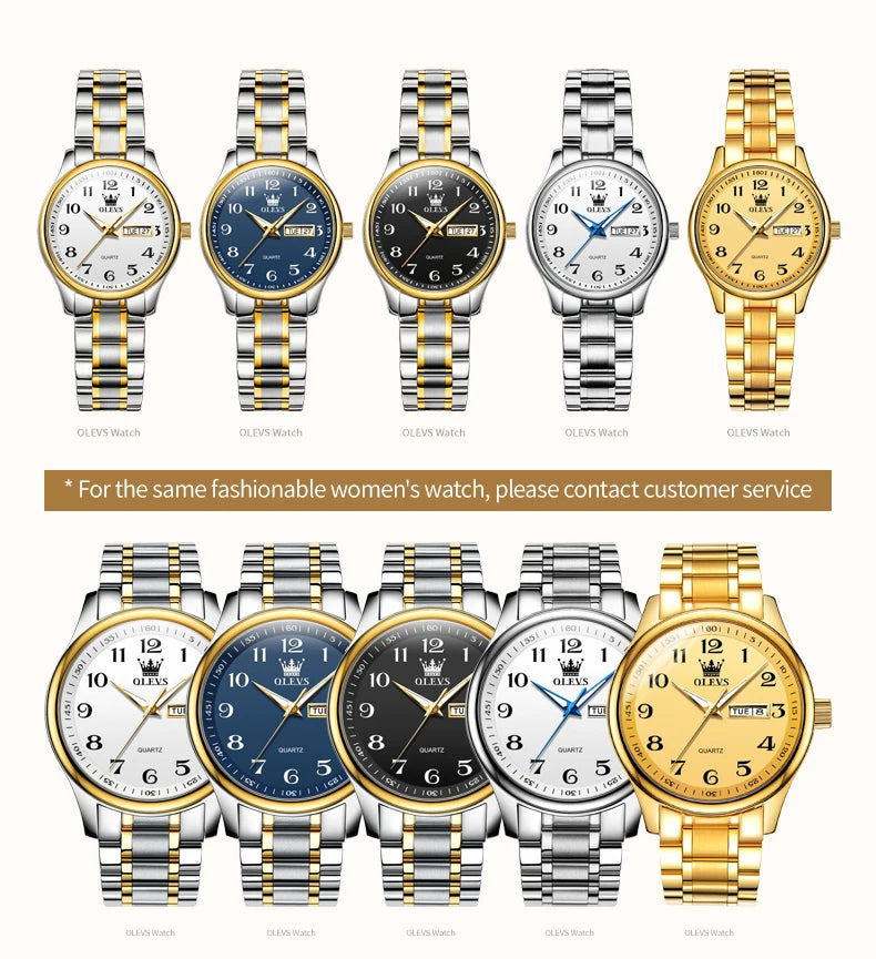 OLEVS montre à Quartz de luxe pour femmes montre élégante en acier inoxydable lumineux étanche semaine Date montre-bracelet dames robe montre