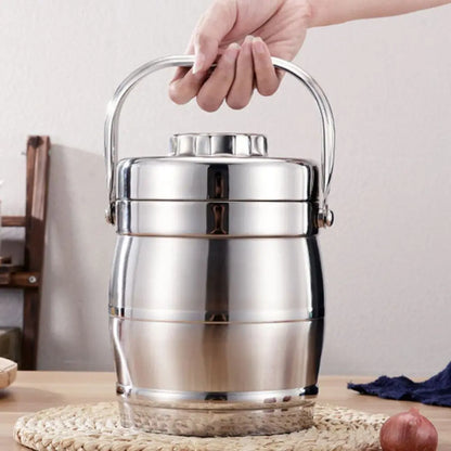 Boîte à lunch thermique étanche de grande capacité, thermos alimentaire en acier inoxydable, poignée pliable, pot isolé durable, travailleurs