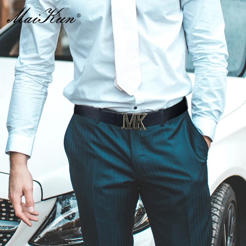 Maikun Ceinture réversible en cuir PU pour homme avec boucle noire rotative pour la Saint-Valentin