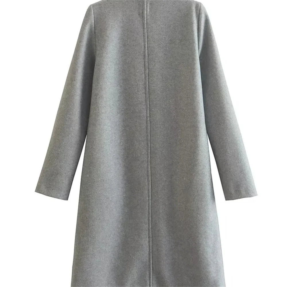 UNIZERA2023-Manteau mi-long pour femme, col trempé, col rabattable, manteau Open Smile, polyvalent, nouveau, automne et hiver