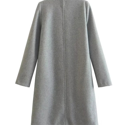 UNIZERA2023-Manteau mi-long pour femme, col trempé, col rabattable, manteau Open Smile, polyvalent, nouveau, automne et hiver