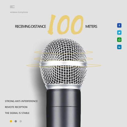 Microphone sans fil portatif à double canal, micro dynamique à fréquence fixe UHF pour karaoké, fête de mariage, spectacle d'église
