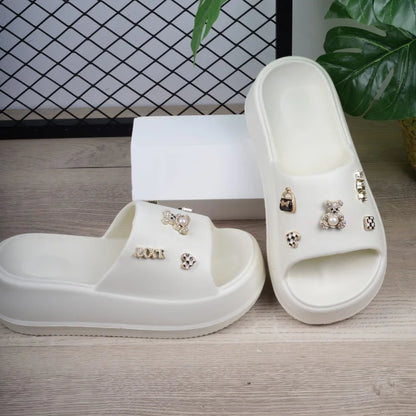 Chaussures de jardin à semelle épaisse pour femmes, accessoires exquis, Design creux décontracté, pantoufles de plage à enfiler