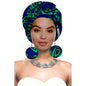 Turbans - bandeaux africains pour femme foulard africain couvre-chef nigérian avec boucle d'oreille assortie Dashiki Ankara cire S20H004