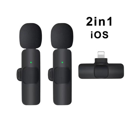 Microphone Lavalier sans fil, Mini micro d'enregistrement Audio et vidéo Portable pour iPhone Android, diffusion en direct et jeu