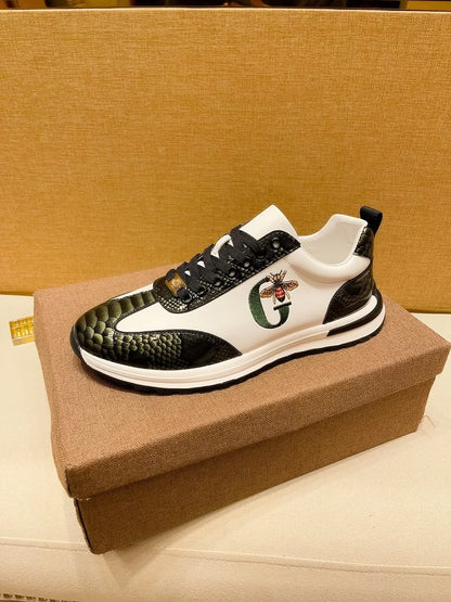 Designers Italie Chaussures d'abeilles décontractées pour hommes Mode de luxe Chaussures en cuir véritable pour affaires Baskets classiques de sport à lacets