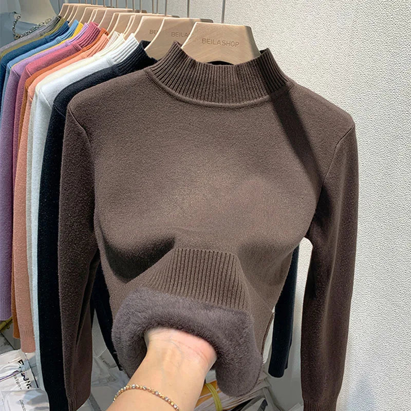 Pull à col roulé à manches longues pour femmes, pulls souriants, pull d'hiver, vêtements pour femmes, nouveau