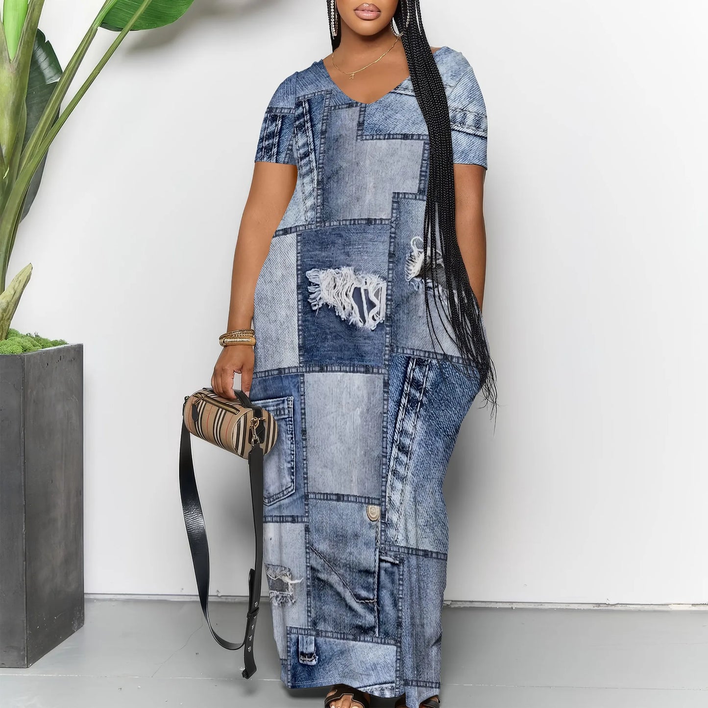 Robe longue décontractée pour femmes, tenue de plage à bretelles, avec poches, été