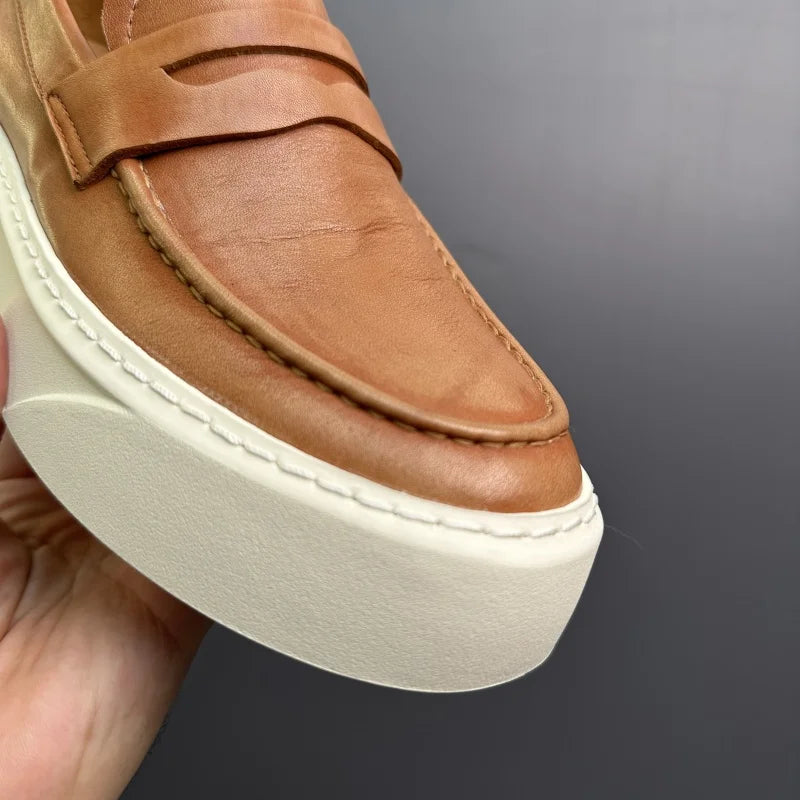 DOYUTIG-Chaussures à enfiler en cuir véritable pour hommes, chaussures de planche décontractées rétro pour hommes, baskets chimneakers de printemps et d'automne, marque de mode masculine, SG009