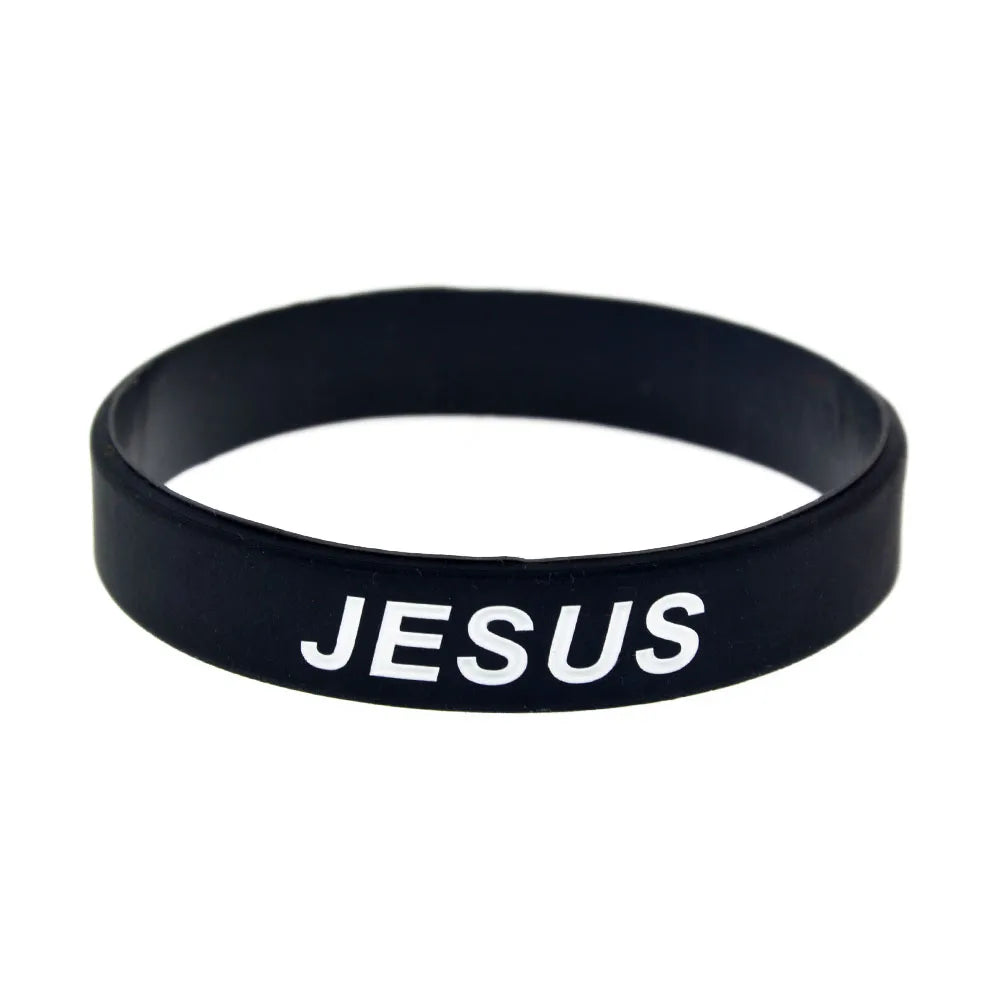 1 PC jésus croix juste et amour Bracelet en Silicone Style de mode femmes hommes Bracelet en caoutchouc bracelets chrétiens