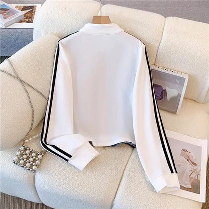 Ensemble pantalon femmes deux pièces ensembles Denim épissure fermeture éclair ensembles assortis manteaux décontractés jambe large pantalons longs à lacets taille élastique 2025