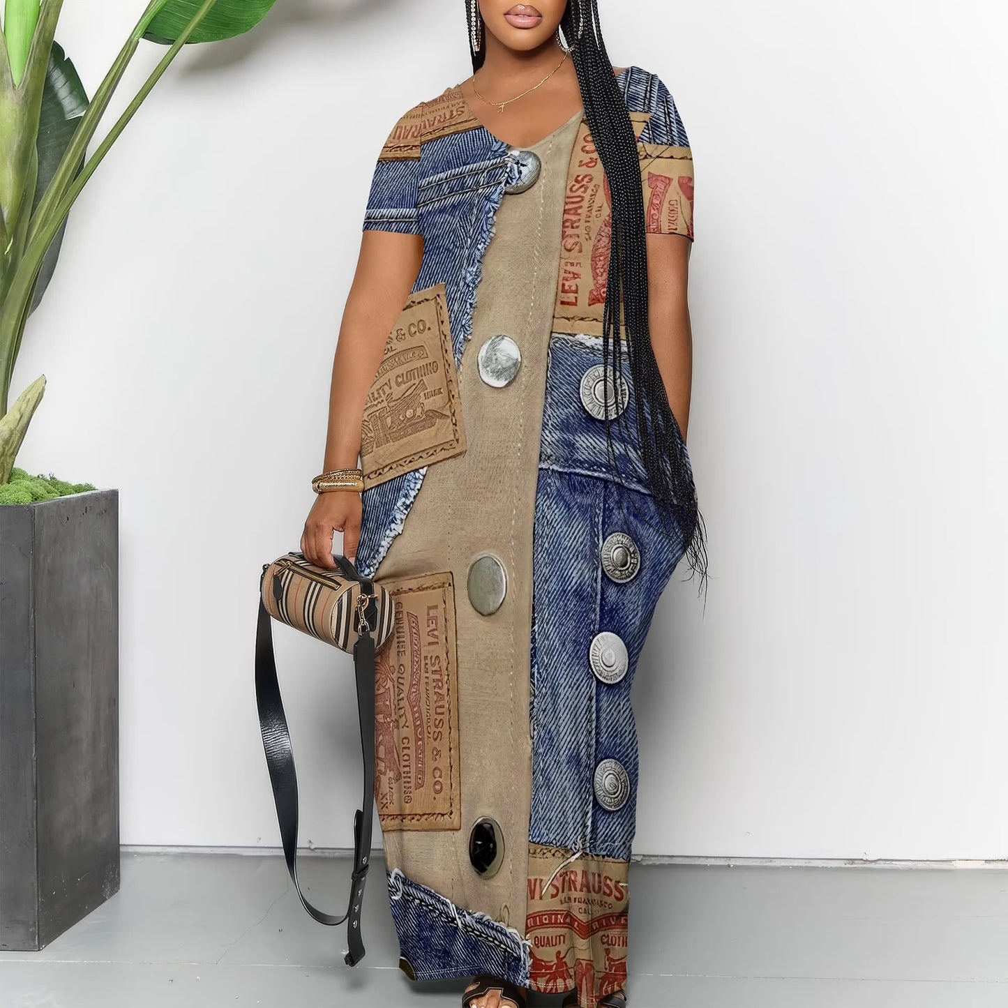 Robe longue décontractée pour femmes, tenue de plage à bretelles, avec poches, été