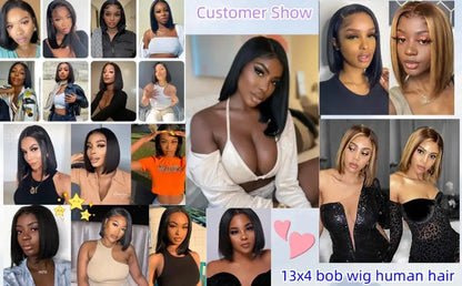 Liquidation vente cheveux humains Bob perruque 13x4 droite dentelle frontale 8-14 pouces pré plumé cheveux perruques brésilien Remy os droit Bob