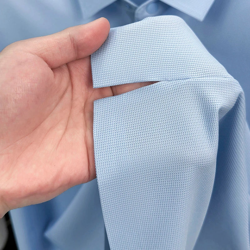 2025 Chemise polo gaufrée sportive pour hommes |   Tailles supérieures de Tennis de Golf évacuant l'humidité S-5XL, boutons-pression, antibactérien 7A de haute qualité