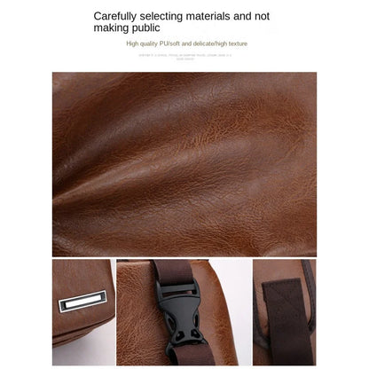 Nouveau sac de poitrine USB pour hommes portable grande capacité charge sac à bandoulière décontracté sports de plein air sac de poitrine en polyuréthane