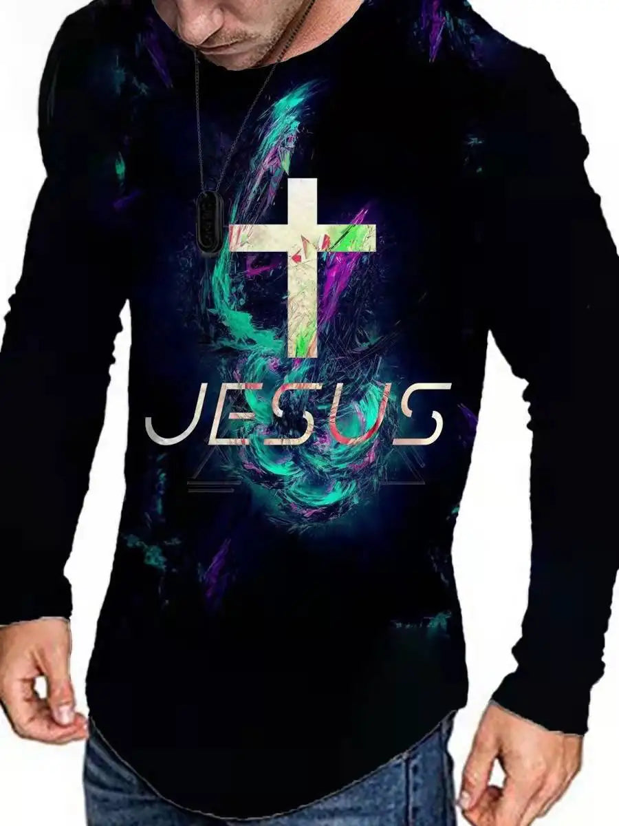 T-shirt à manches longues à col rond pour hommes, t-shirts graphiques à impression de lettres, vêtements de rue décontractés, t-shirts de médicaments, mode, Y2K