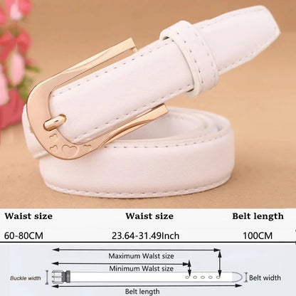 Ceinture de pantalon en cuir PU pour femmes, tendance, blanche, mode, haute qualité, solide, Vintage, boucle ardillon, sangle pour dames, DT067