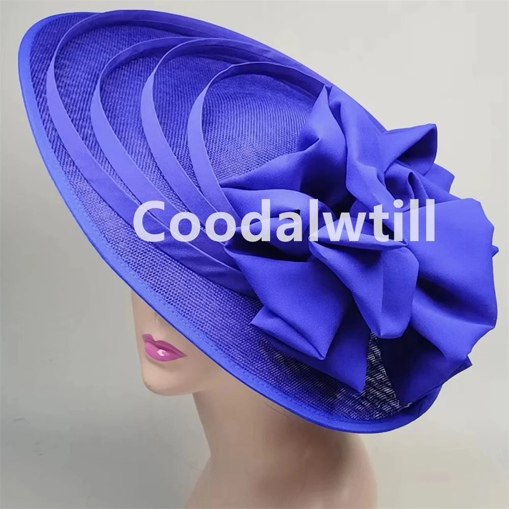 Noir grand Chapeau fascinateur femmes Royal Ascot casque fleur mode Chapeau Casquette pour église Kentucky Derby Chapeau Casquette bandeau