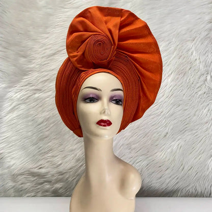 Turban de tête musulman pour femmes, Gele africain violet, casquettes déjà fabriquées, Auto Aso Oke, cravate de sauna Gele, chapeau rond pour dames, Z620-2 de fête