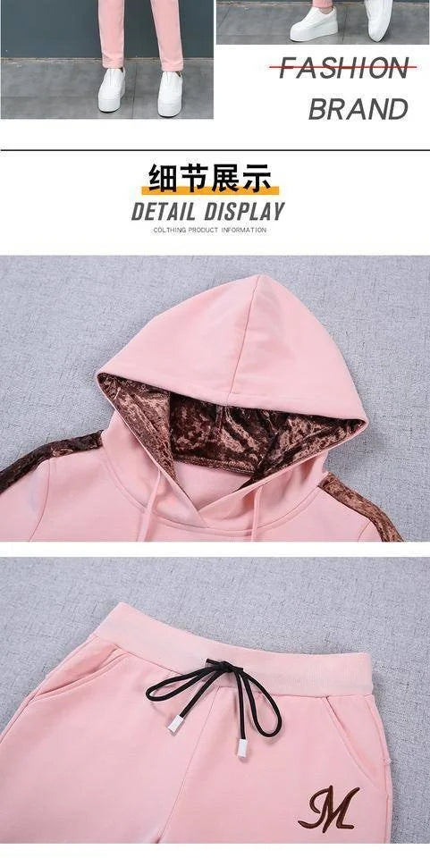 Mode femme peluche épaissi Sweat costume 2025 automne hiver nouveau décontracté hauts à capuche gilet pantalon 3 trois pièces ensemble pour les femmes