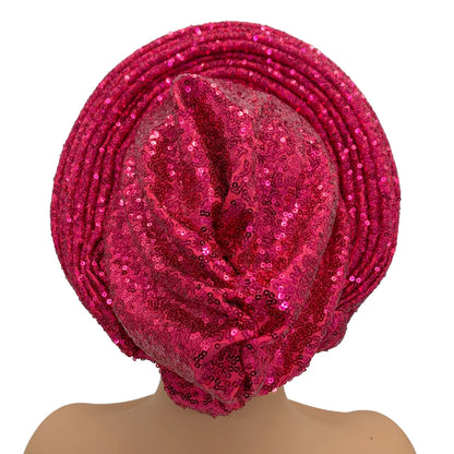 Paillettes Autogele Turban casquette pour femmes prêt africain Auto Gele casque Nigeria mariage Geles femme bandeau dame casque