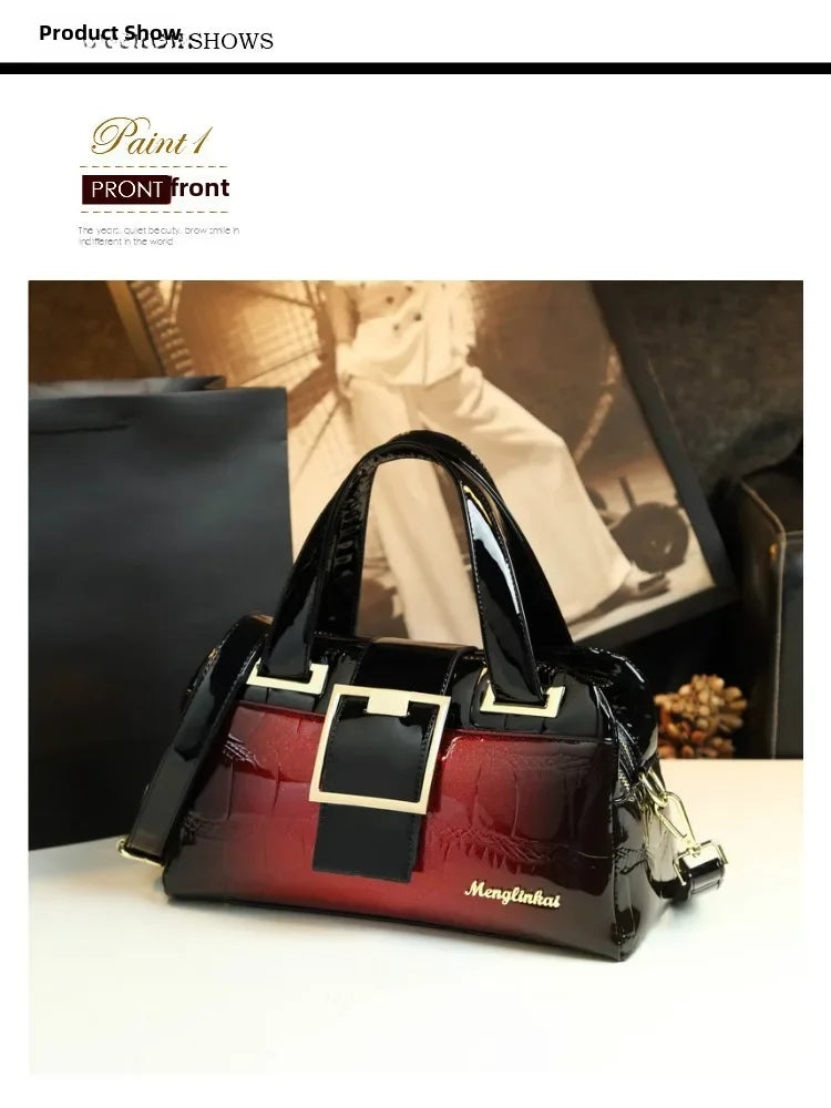 Sac à main multicouche en cuir souple pour femme, motif crocodile, coussin Boston, mères d'âge moyen, initié unique, nouveau, 2024