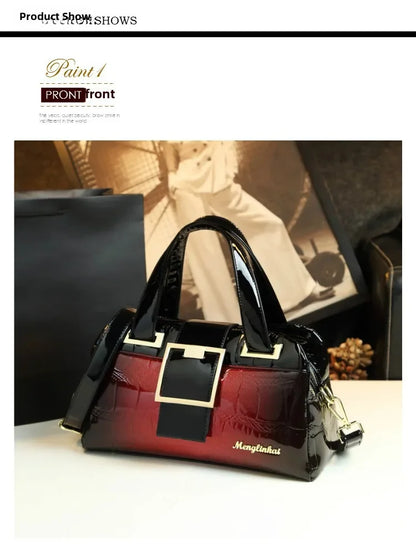 Sac à main multicouche en cuir souple pour femme, motif crocodile, coussin Boston, mères d'âge moyen, initié unique, nouveau, 2024