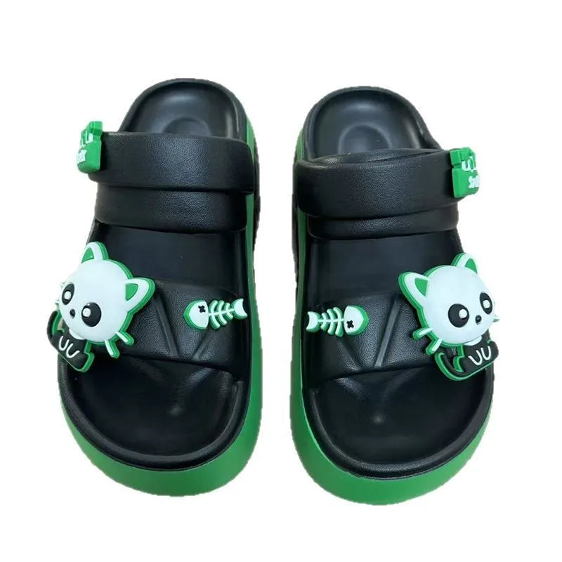 Nouveau 6 cm pantoufles chat à talons hauts femme polyvalent kitty sandale sabots femmes grosses diapositives chaussures dames rose plate-forme EVA pantoufles