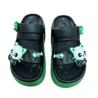 Nouveau 6 cm pantoufles chat à talons hauts femme polyvalent kitty sandale sabots femmes grosses diapositives chaussures dames rose plate-forme EVA pantoufles