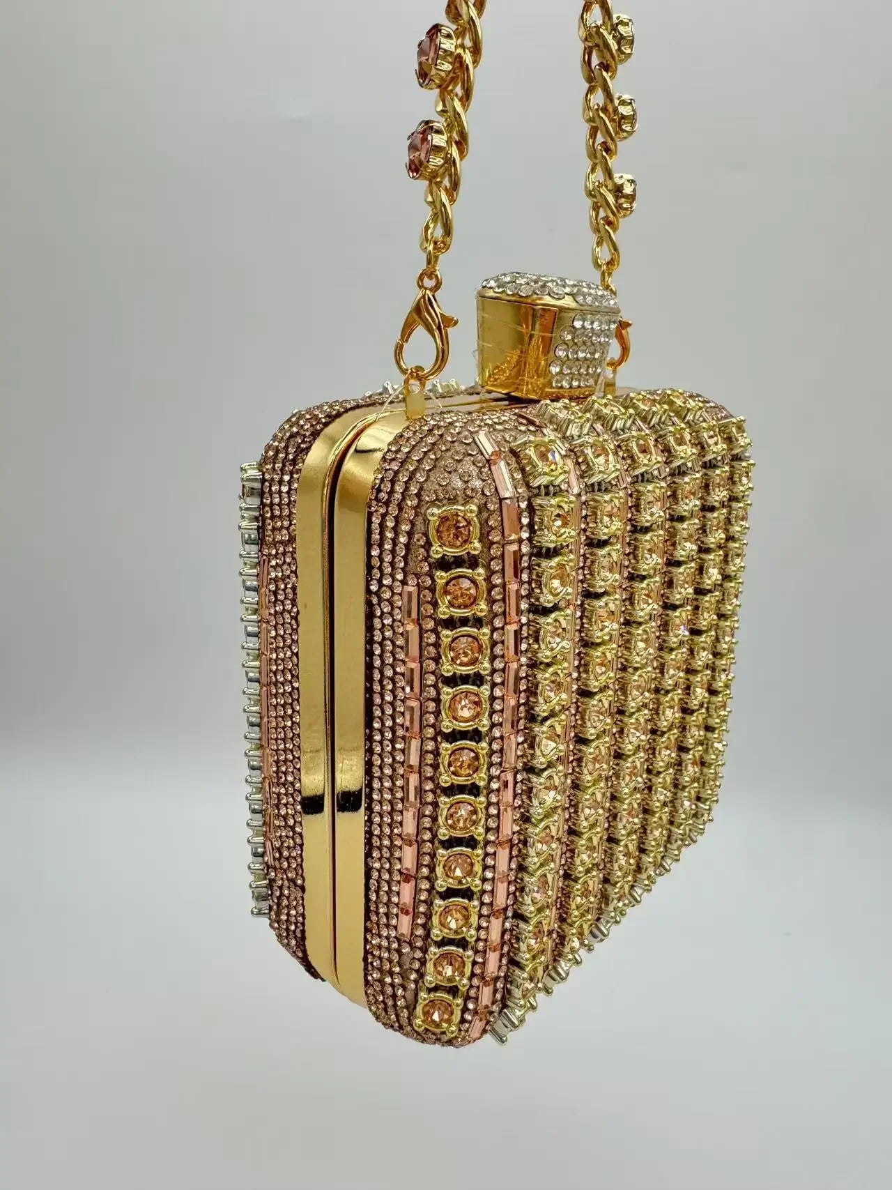 Sac pochette de soirée carrée incrustée de diamants faite à la main, sac de dîner Portable en Fiber de Polyester scintillante de petite taille pour femmes