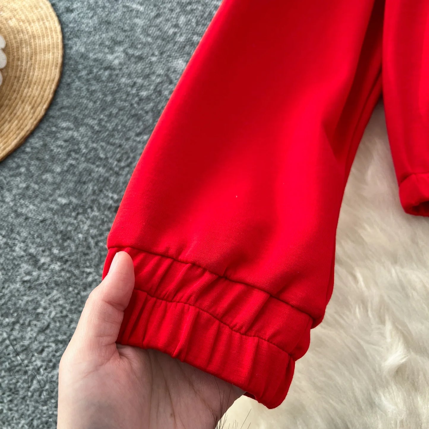 Ensemble pantalon deux pièces pour femmes, col rond, assorti, sweat-shirt, hauts, jambes larges, pantalons longs, décontracté, ample, taille élastique, Denim