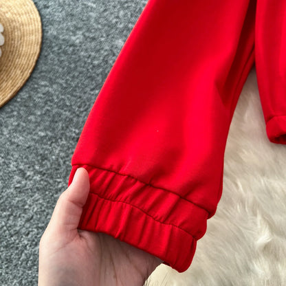 Ensemble pantalon deux pièces pour femmes, col rond, assorti, sweat-shirt, hauts, jambes larges, pantalons longs, décontracté, ample, taille élastique, Denim