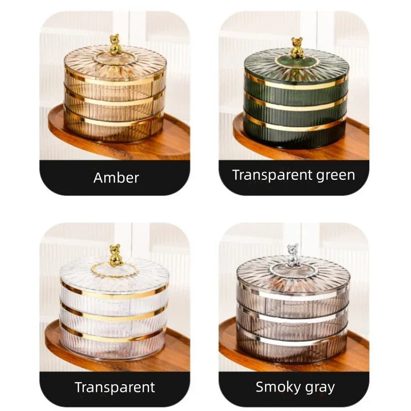 Boîte à snacks transparente multicouche, anti-poussière, acrylique, fruits secs, boîte de rangement pour bonbons et noix, salon moderne, conteneur solaire