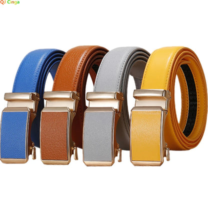 Ceinture à boucle automatique dorée hommes et femmes ceintures décontractées de mode universelle rouge bleu vert noir blanc Cinturon ceinture féminine