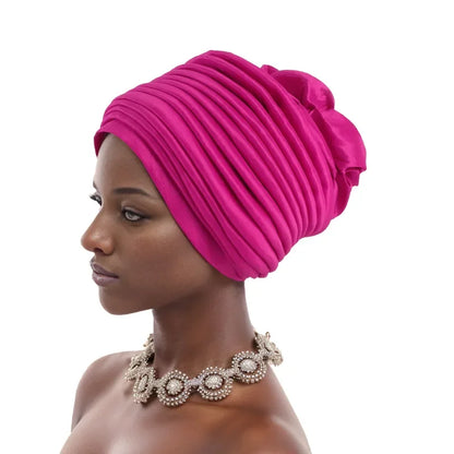 Turban Africain Plissé pour Femme, Déjà Fait, Cravates de Sauna, Bonnet Auto Gele, Hijab Musulman, Mariage Nigérian, Chapeau Rond