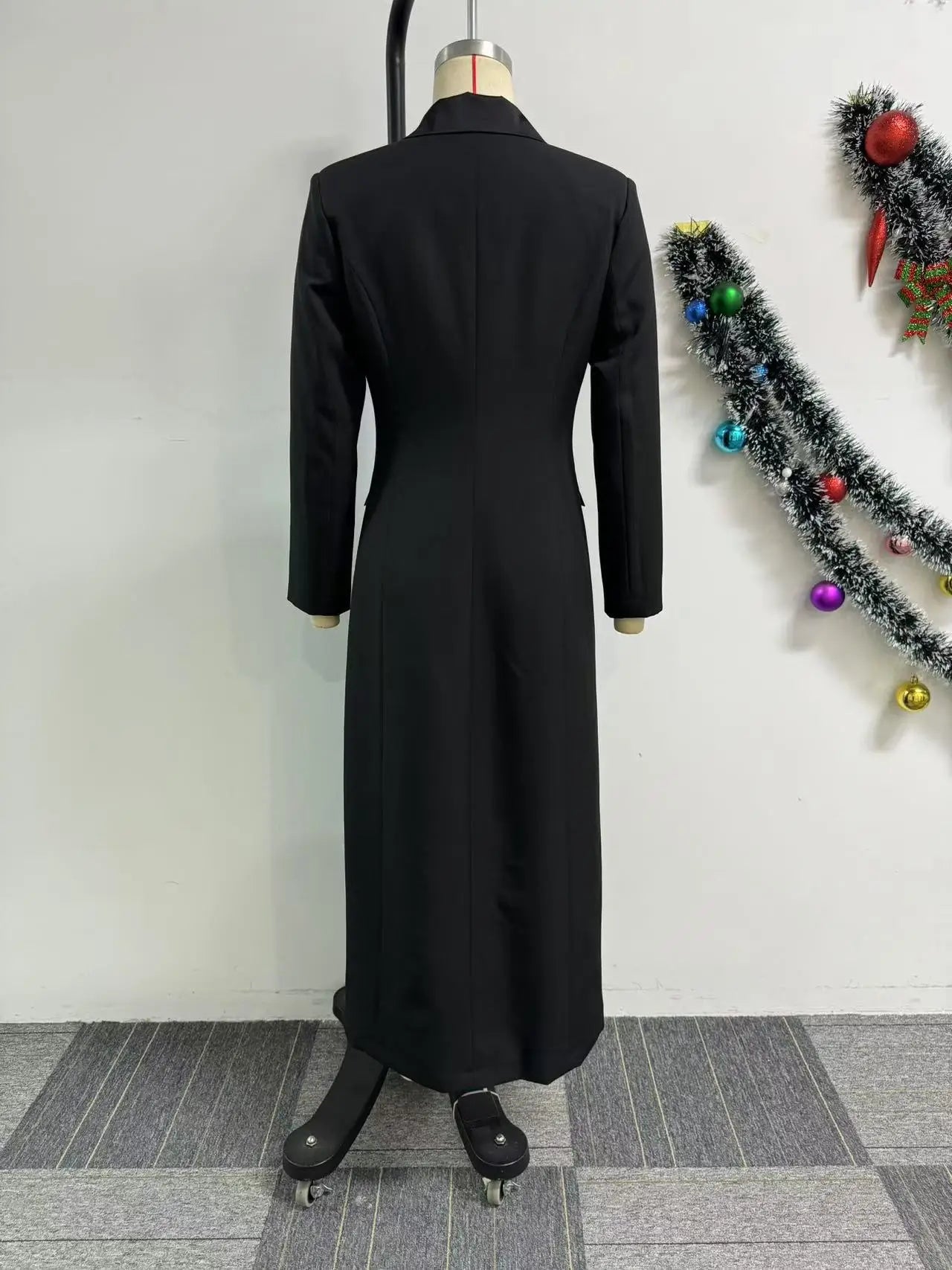 CM.YAYA-Robe longue crantée à manches longues pour femmes, robe de soirée élégante, robe de rue, double boutonnage, sexy, mode, avocat, travail, nuit, printemps