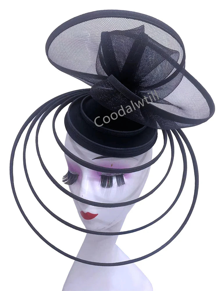Chapeau Fascinateur Élégant pour Femme, Robe Formelle, Pièce de Sauna de Mariage, Pince à Cheveux pour Dames, Vincd'Église, Casquette de Pilulier en Maille avec Bande de Sauna, Nouveau