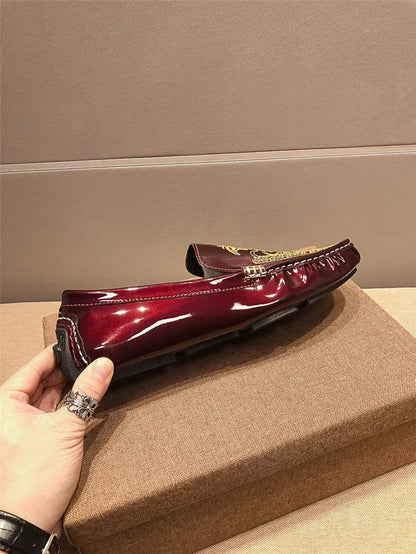 Chaussures Décontractées en Cuir Verni Astronomique Souple pour Homme, Style Coréen, Décontracté, en Une Étape, Style Britannique, pour Paresseux, Nouvelle Collection Printemps Été